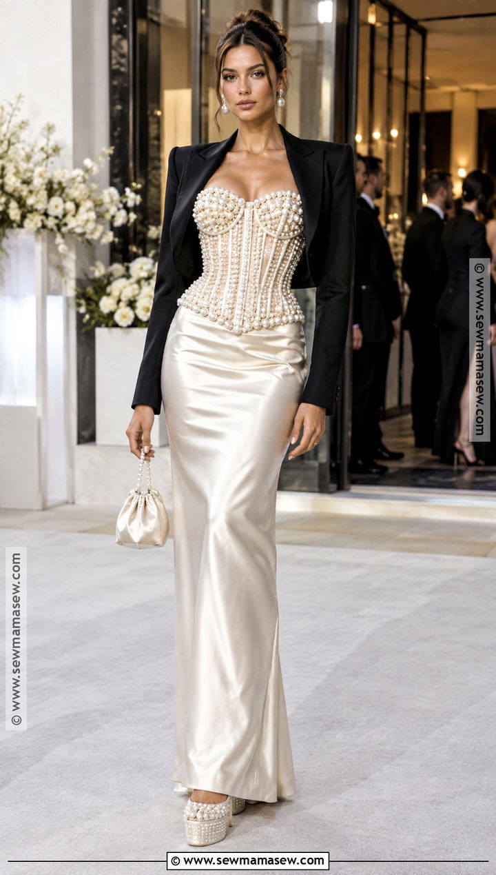 Balmain Pearl Corset And Column Skirt - 15 balmain fall 2026 ready to wear ideas