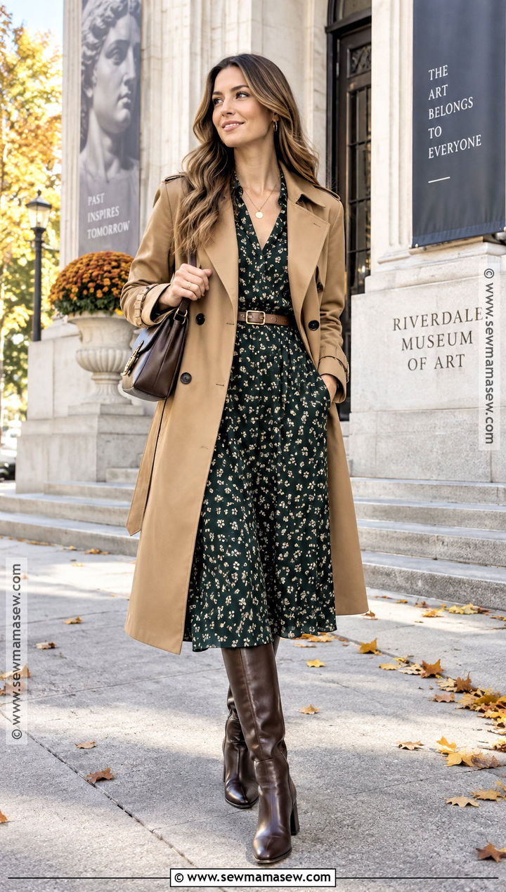 Banana Republic Factory Trench Coat And Midi Dress Outfit - 15 banana republic factory fall outfits