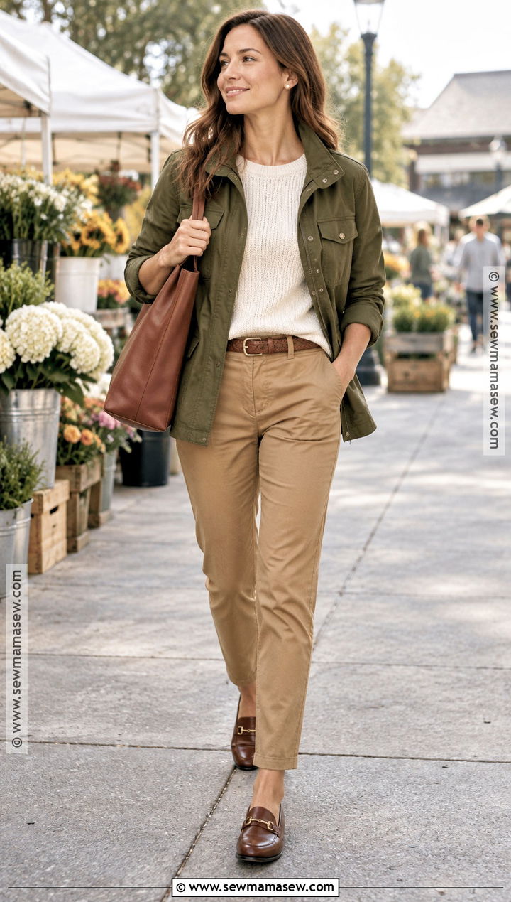 Banana Republic Factory Utility Jacket And Chino Pants Outfit - 15 banana republic factory fall outfits
