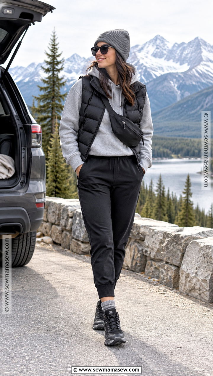 Banff Fall Outfit With Hoodie And Puffer Vest - 20 banff outfit fall ideas