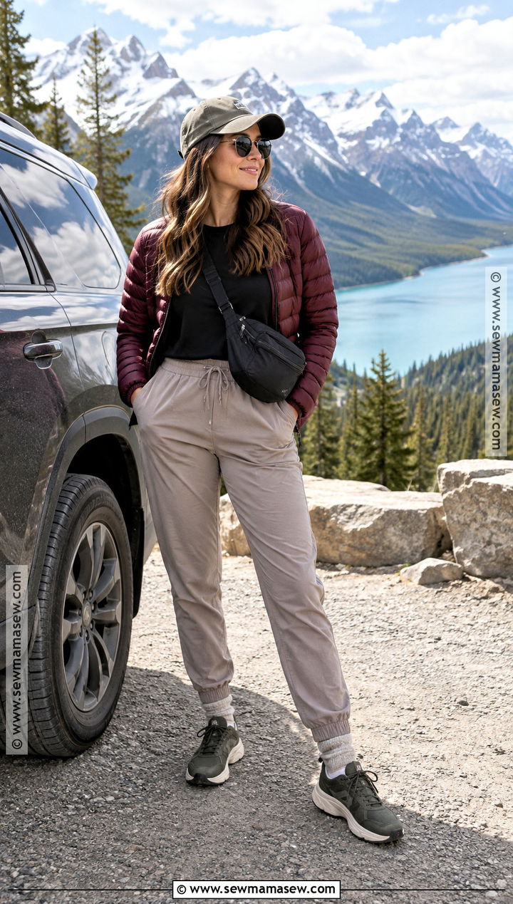 Banff Fall Outfit With Packable Down Jacket And Joggers - 20 banff outfit fall ideas