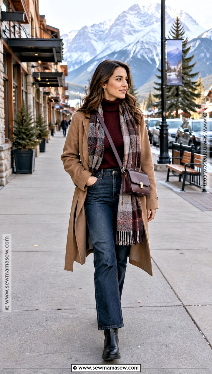 Banff Fall Outfit With Turtleneck And Straight Leg Jeans - 20 banff outfit fall ideas