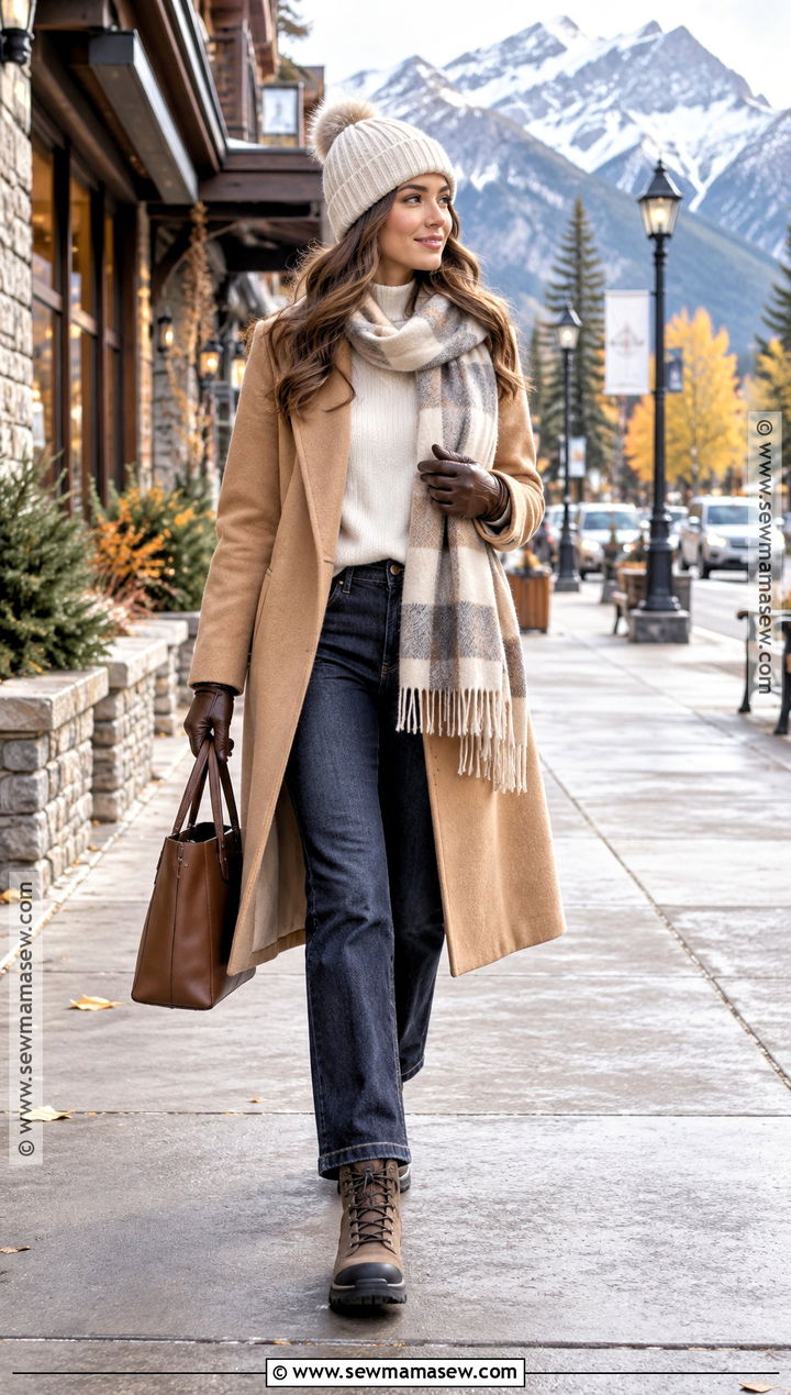 Banff Fall Outfit With Wool Coat And Hiking Boots - 20 banff outfit fall ideas