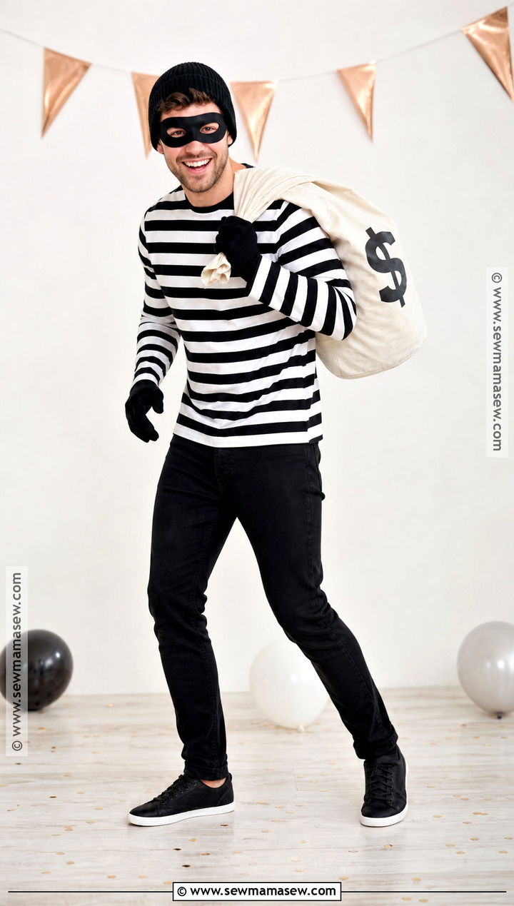 Bank Robber Costume With Striped Shirt - 40 simple halloween costume ideas