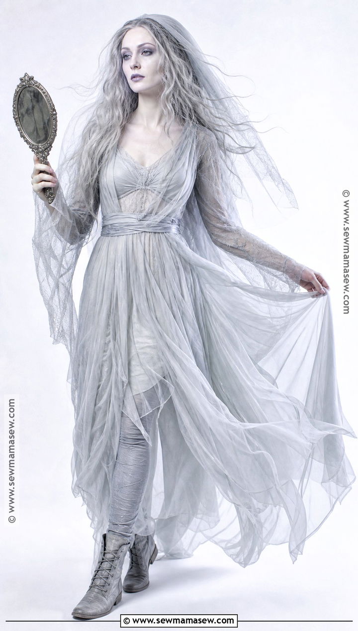 Banshee Costume With Flowing White Gown - 45 scary costumes