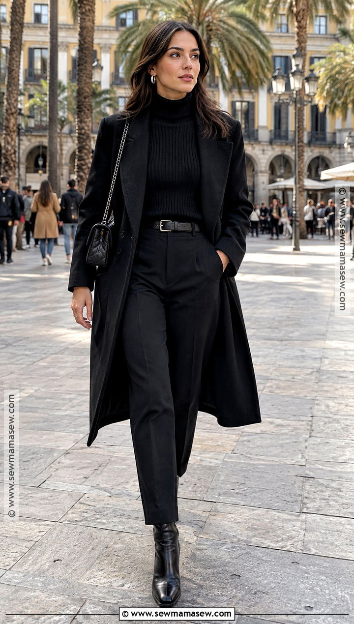 Barcelona All Black November Outfit - 20 Barcelona In November Outfits