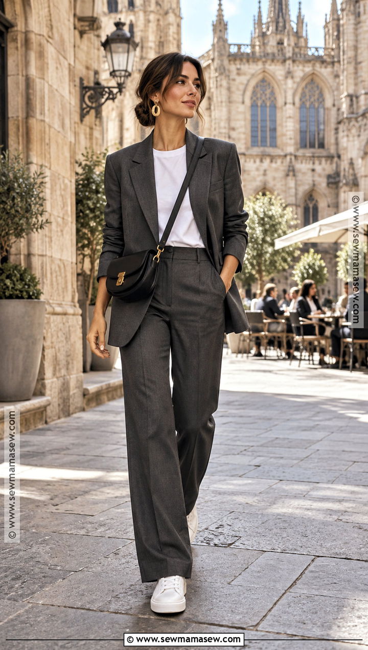 Barcelona Fall Matching Blazer And Trousers Outfit - 25 barcelona outfits fall
