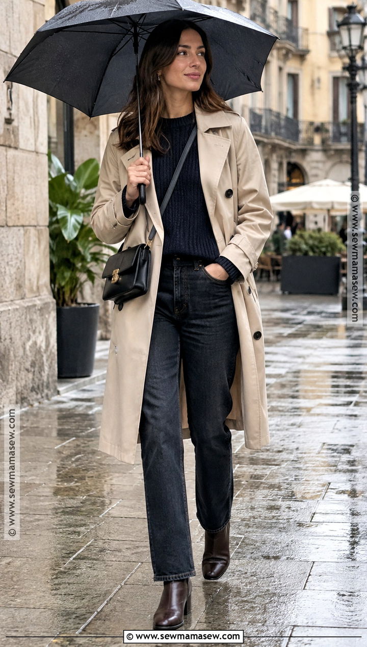 Barcelona Fall Trench Coat And Jeans Outfit - 25 barcelona outfits fall