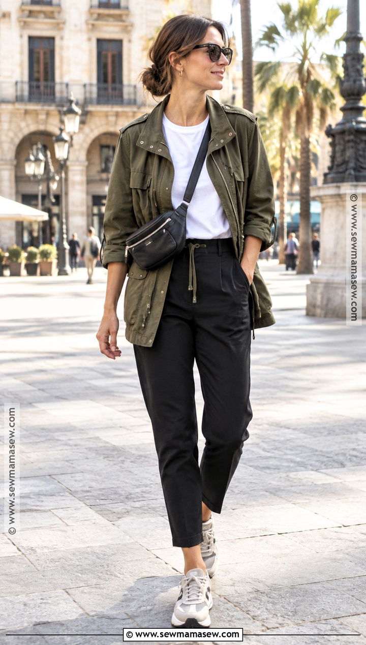 Barcelona Fall Utility Jacket And Black Trousers Outfit - 20 barcelona fall outfits