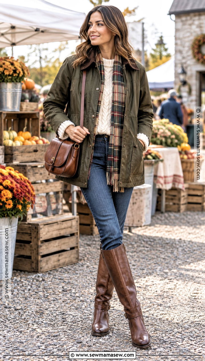 Barn Coat With Cable Knit Sweater - 25 autumn coats