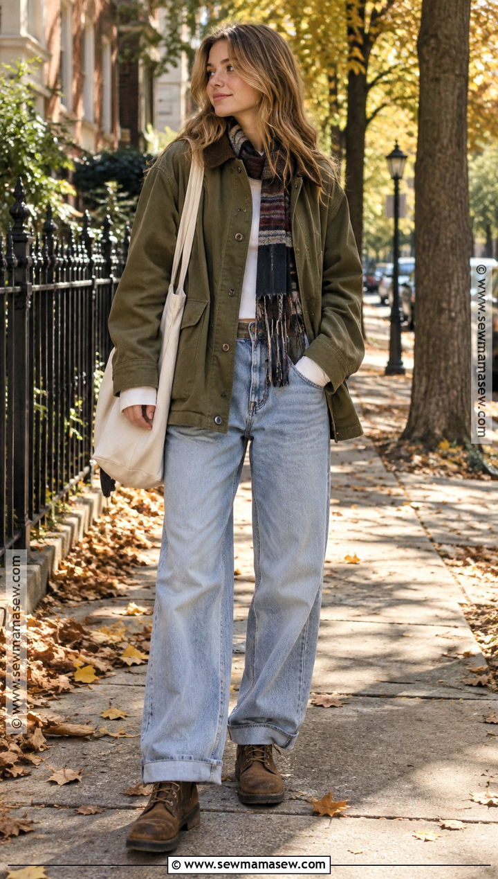 Barn Jacket And Baggy Jeans Outfit - 20 Fall Teen Girl Outfits
