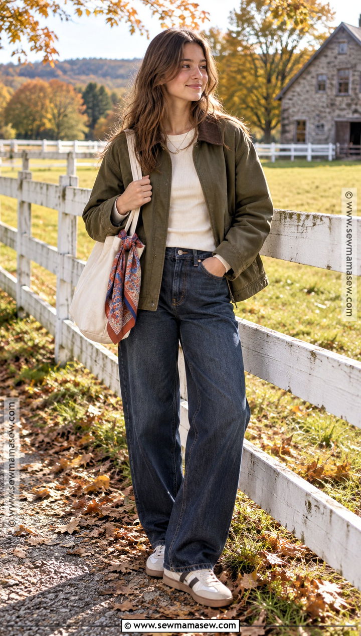 Barn Jacket And Barrel Jeans Fall Outfit - 15 cute fall outfits teenage for girls