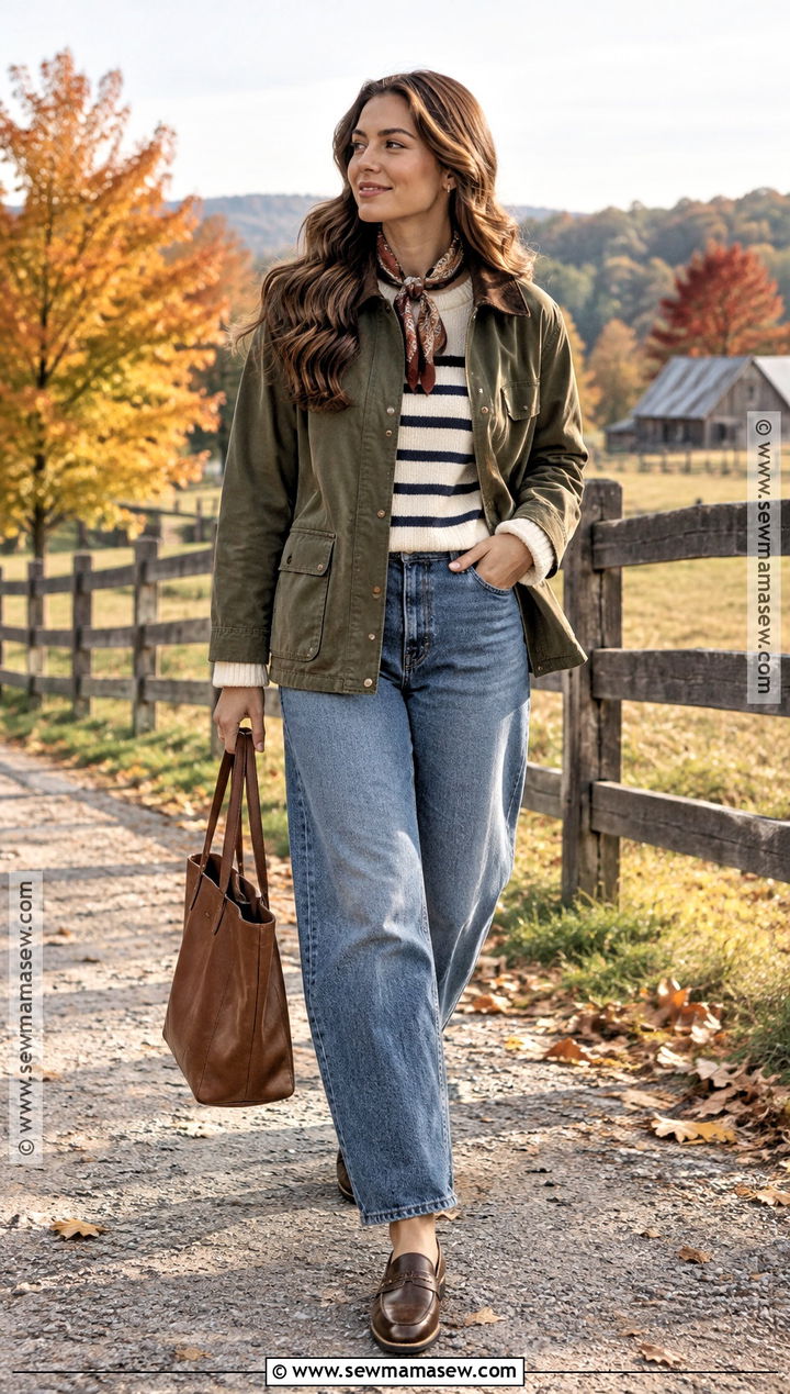 Barn Jacket And Barrel Jeans Fall Outfit - 15 Fall Vibes Clothes