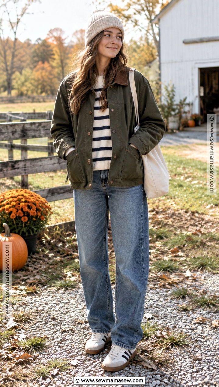 Barn Jacket And Barrel Jeans Fall Outfit - 20 Teen Girl Fall Outfits