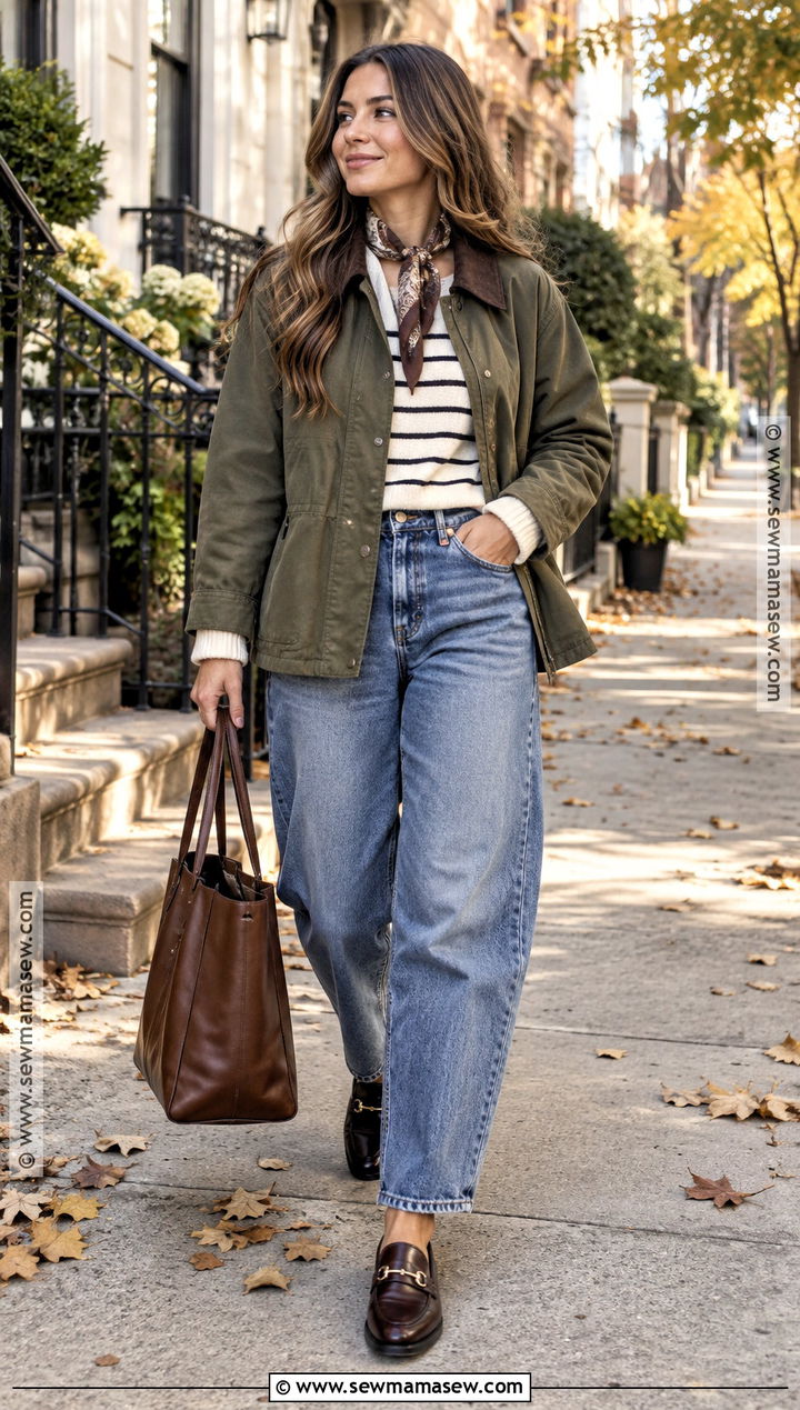 Barn Jacket And Barrel Jeans Fall Outfit - 30 cozy fall outfits