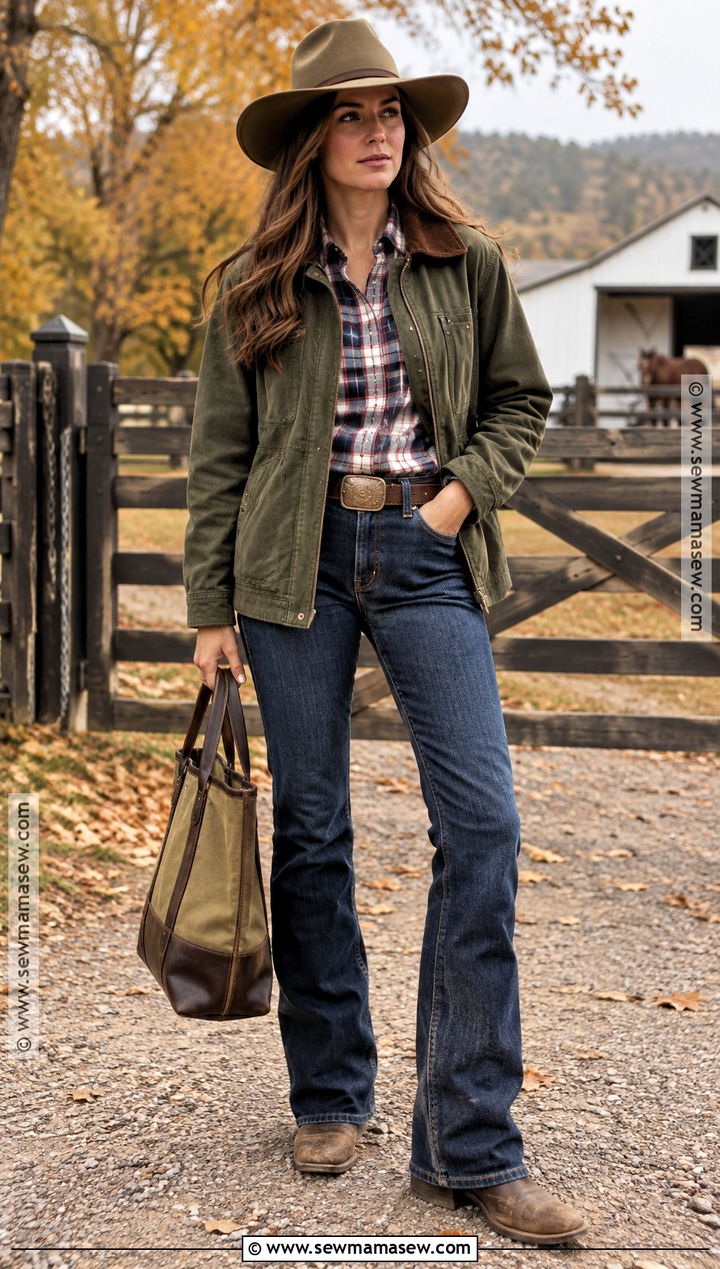 Barn Jacket And Bootcut Jeans Vaquera Outfit - 20 fall vaquera outfits