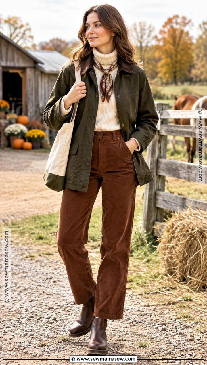 Barn Jacket And Corduroy Pants Autumn Outdoor Outfit - 20 autumn outdoor outfits