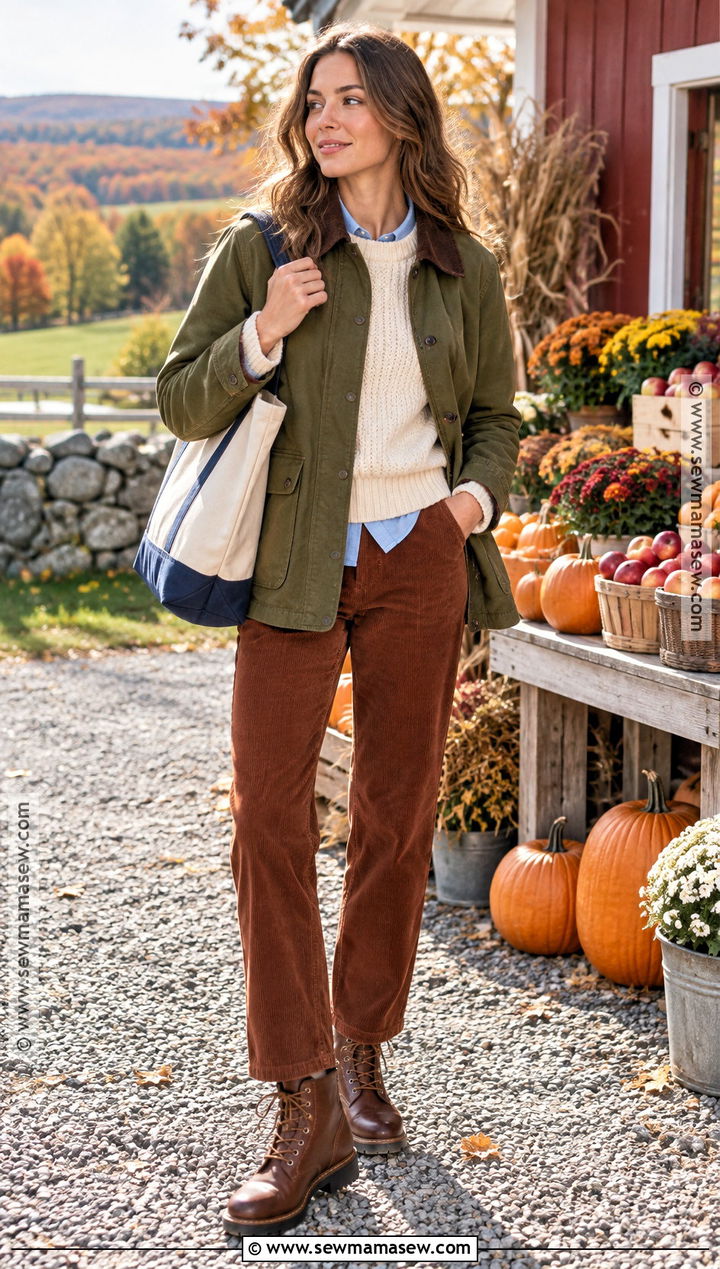 Barn Jacket And Corduroy Pants East Coast Fall Outfit - 15 east coast aesthetic outfits fall
