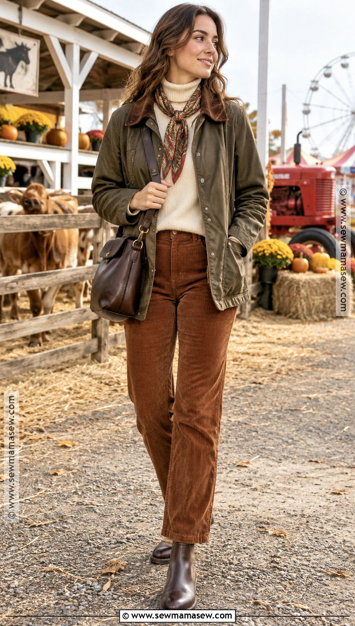 Barn Jacket And Corduroy Pants Fall Fair Outfit - 20 Fall Fair Outfit Ideas