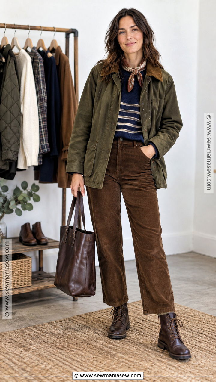 Barn Jacket And Corduroy Pants Fall Outfit - 15 Fall Fashion Clothing Rack Ideas