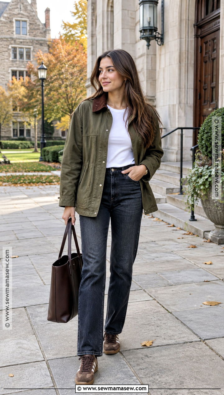 Barn Jacket And Dark Jeans Fall Semester Outfit - 20 fall semester outfits