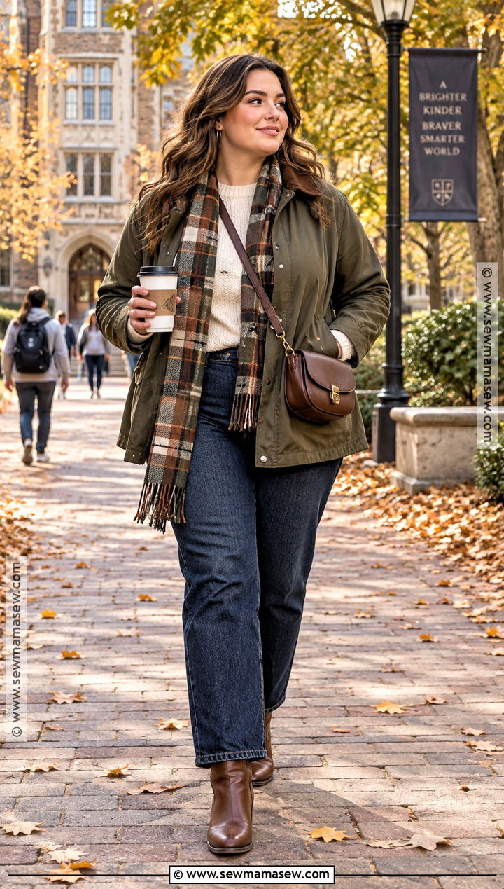 Barn Jacket And Dark Jeans For University - 20 university fall outfits