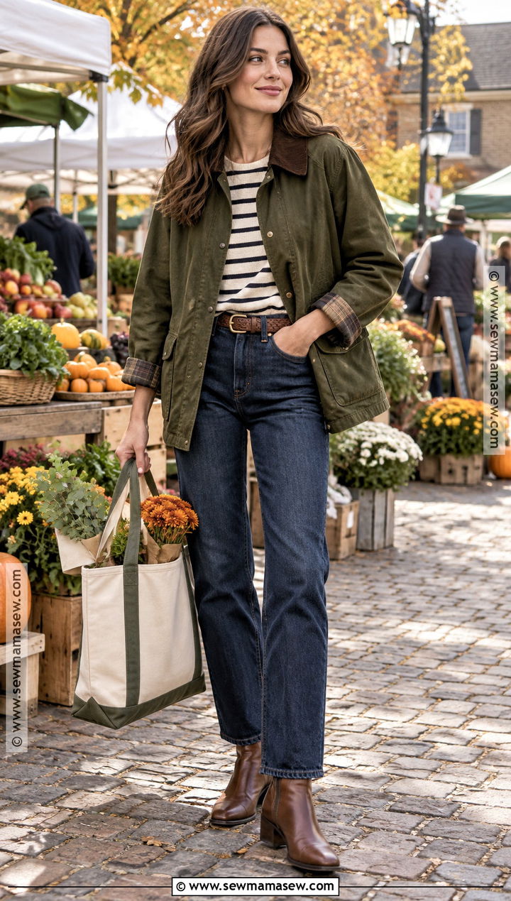 Barn Jacket And Dark Wash Jeans Outfit - 15 Fall Cozy Outfit Casual Ideas