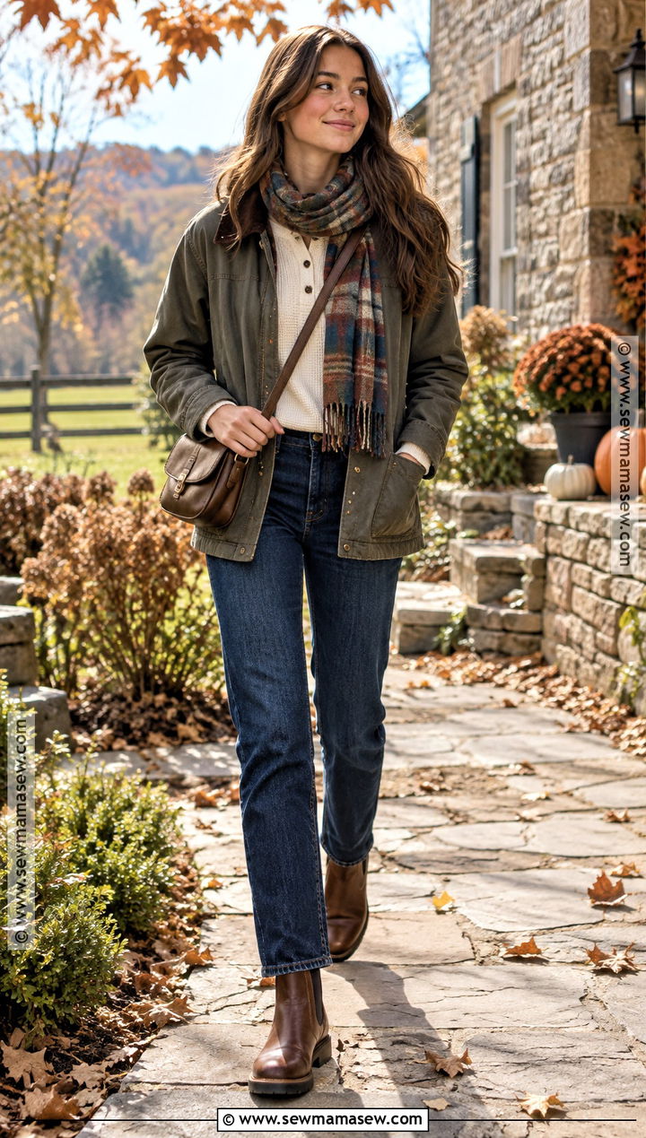 Barn Jacket And Dark Wash Jeans Thanksgiving Outfit - 20 Thanksgiving Outfit Teen Ideas for Girls