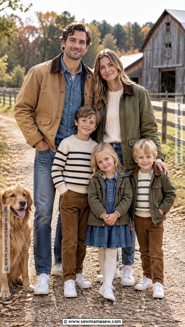 Barn Jacket And Denim Fall Family Photo Outfit - 25 fall family photos outfits