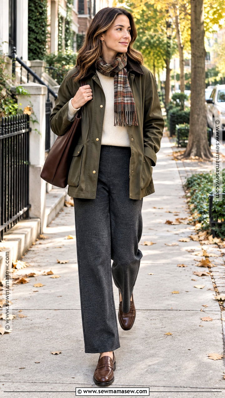 Barn Jacket And Knit Pants Fall Outfit - 20 simple outfits fall