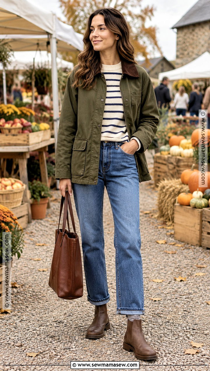 Barn Jacket And Relaxed Denim Autumn Outfit - 20 comfy autumn outfits casual