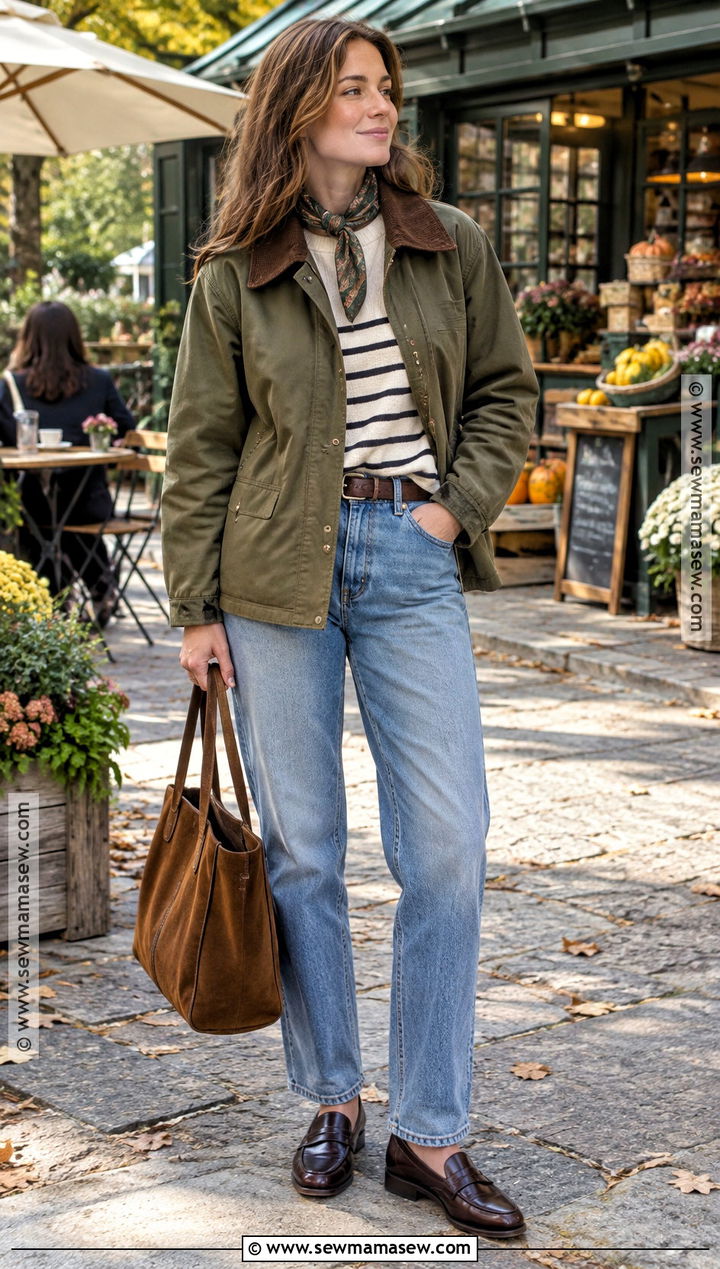 Barn Jacket And Relaxed Jeans Fall Brunch Outfit - 25 fall brunch outfit ideas