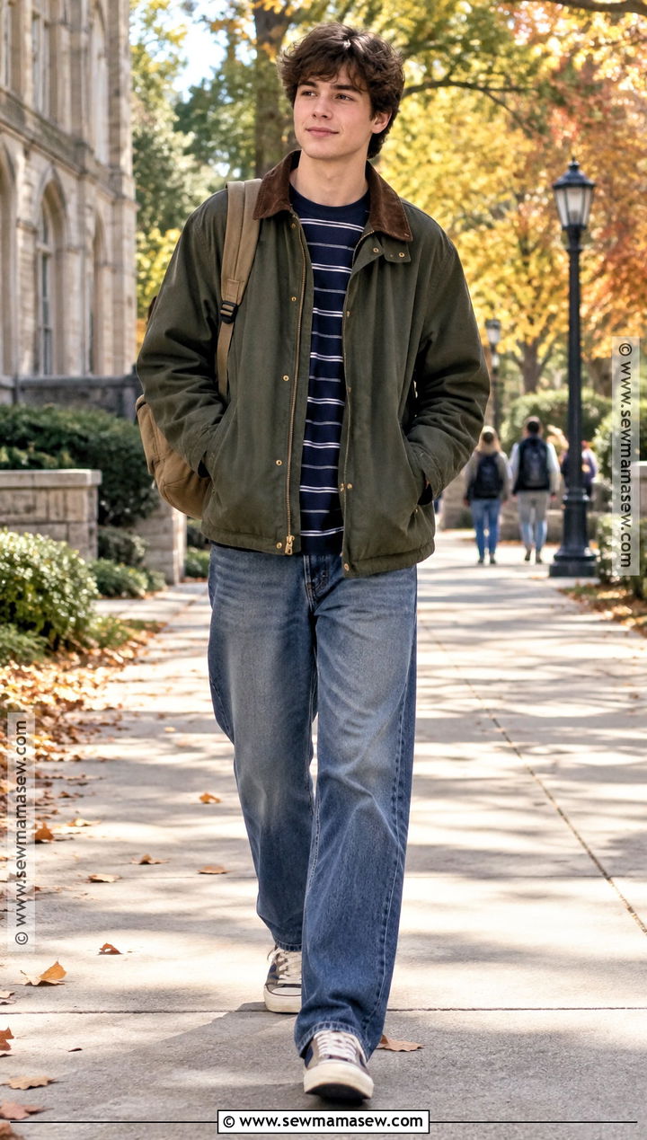 Barn Jacket And Relaxed Jeans Fall School Outfit - 20 fall school outfits highschool