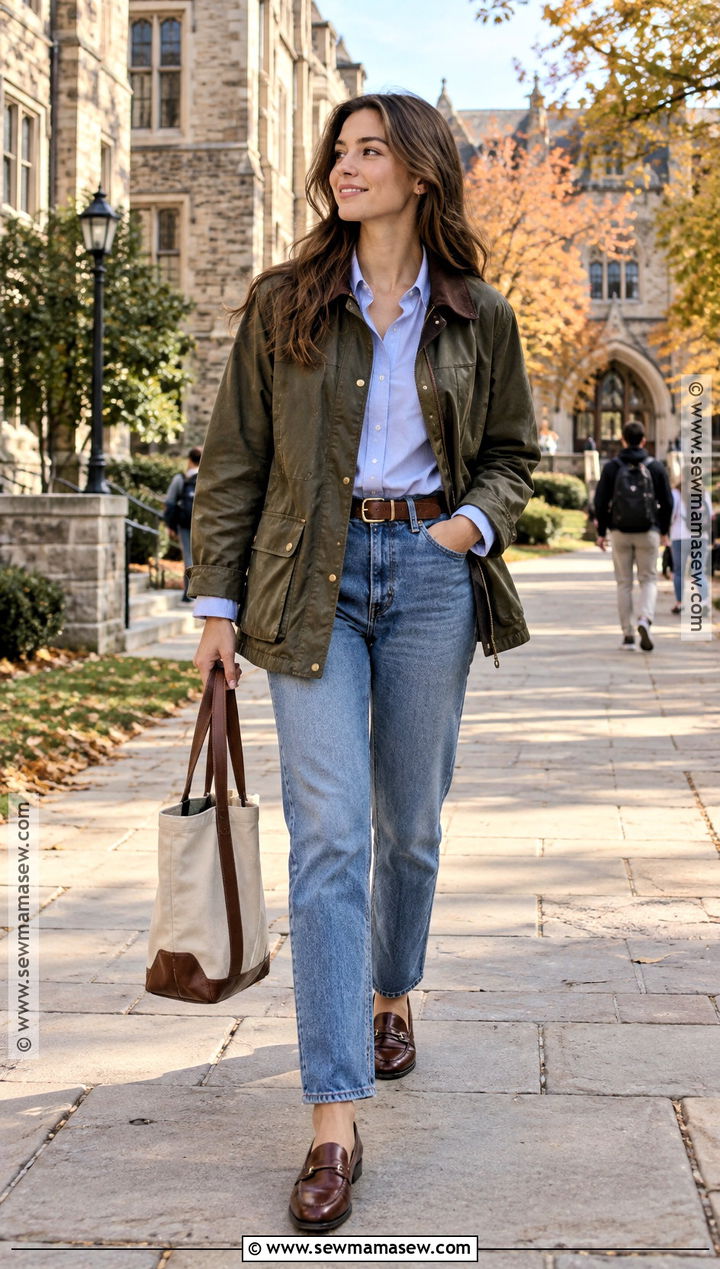 Barn Jacket And Relaxed Jeans Outfit - 20 Classy Back To School Outfits