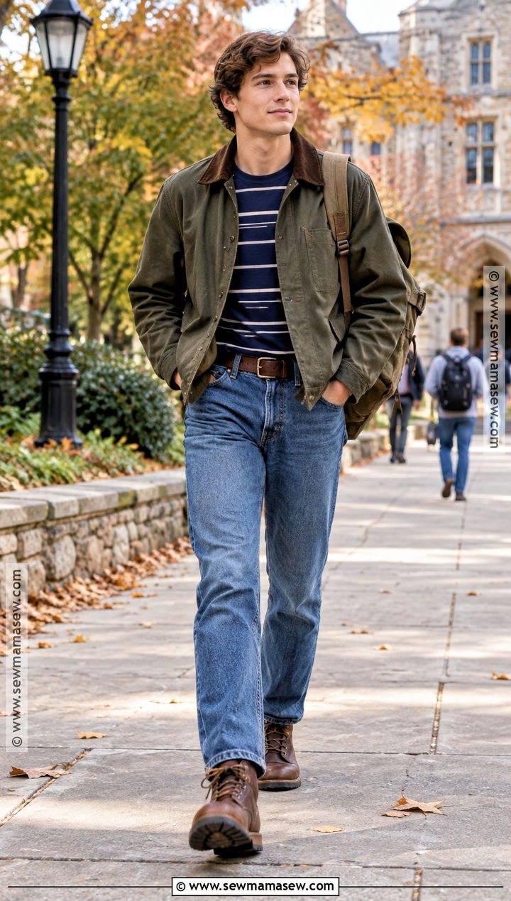 Barn Jacket And Straight Jeans School Outfit - 20 back to school outfits country