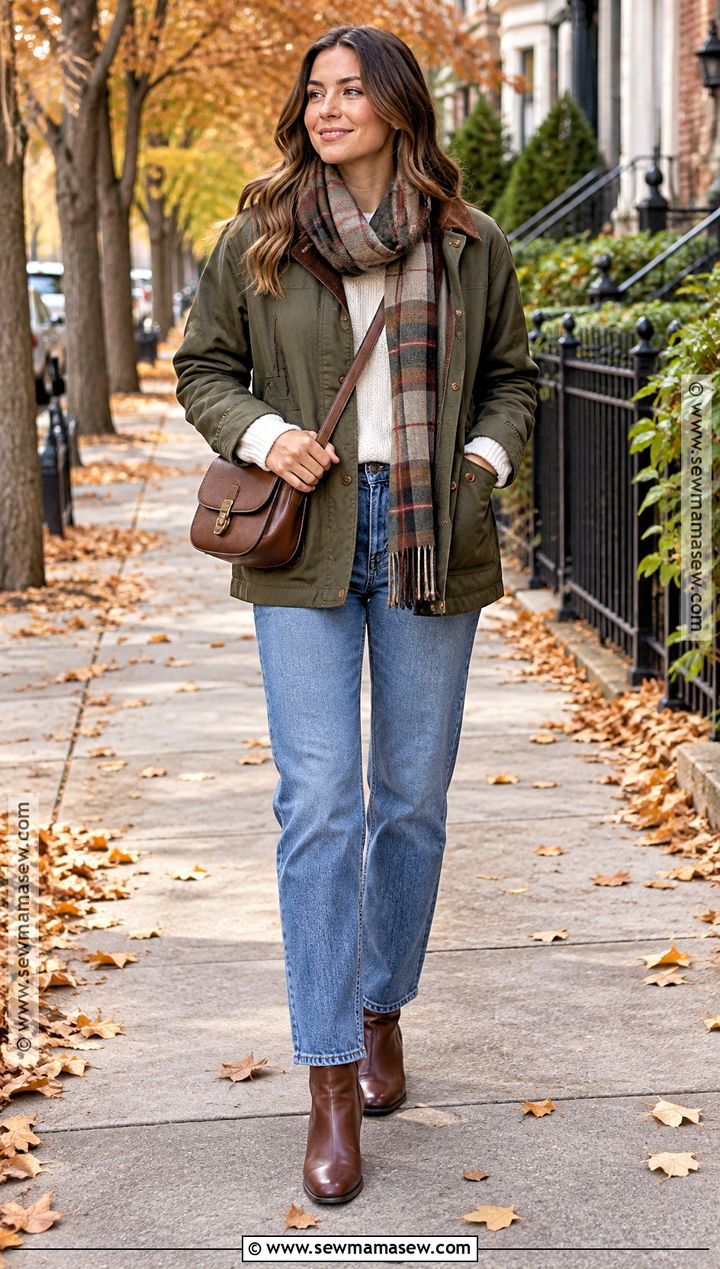 Barn Jacket And Straight Leg Jeans Autumn Outfit - 15 Autumn Outfit Inspo Ideas 2026
