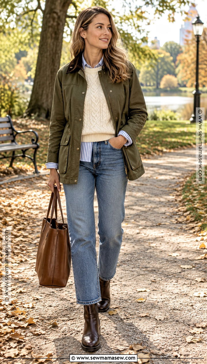 Barn Jacket And Straight Leg Jeans Fall Outfit - 15 chic fall outfits 2026