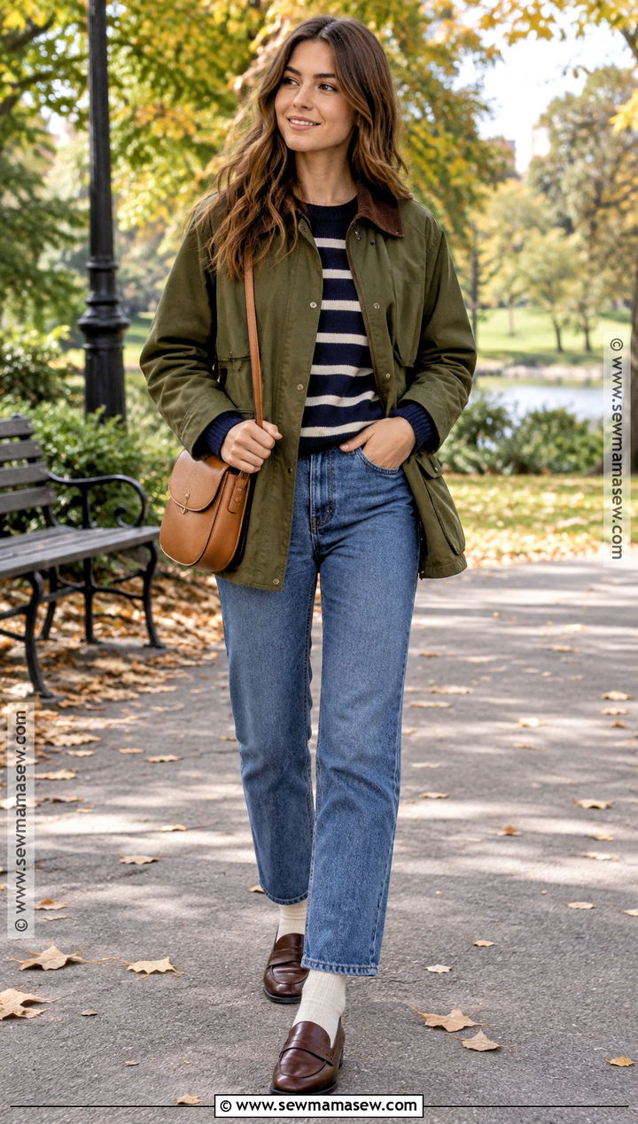 Barn Jacket And Straight Leg Jeans Fall Outfit - 20 30 trendy fall outfit ideas