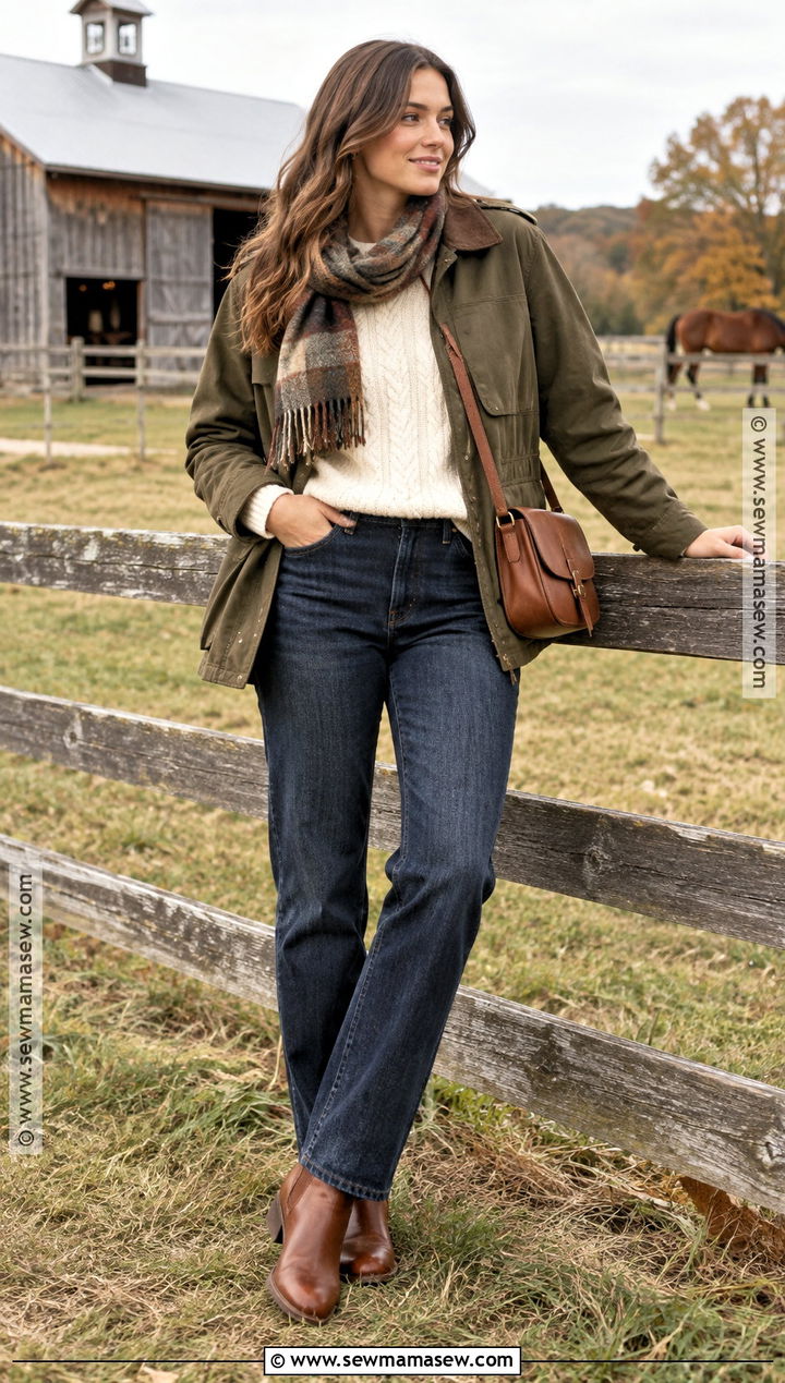 Barn Jacket And Straight Leg Jeans Fall Photo Shoot Outfit - 20 Fall Photo Shoot Outfits for Women