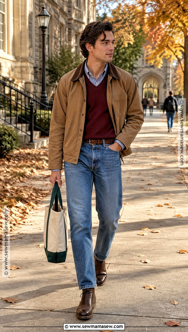 Barn Jacket And Sweater Vest Autumn Outfit - 15 Men Style Outfits Autumn 2026