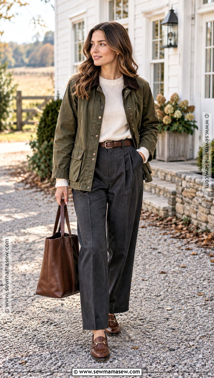 Barn Jacket And Tailored Trousers Fall Outfit - 25 cool fall outfits