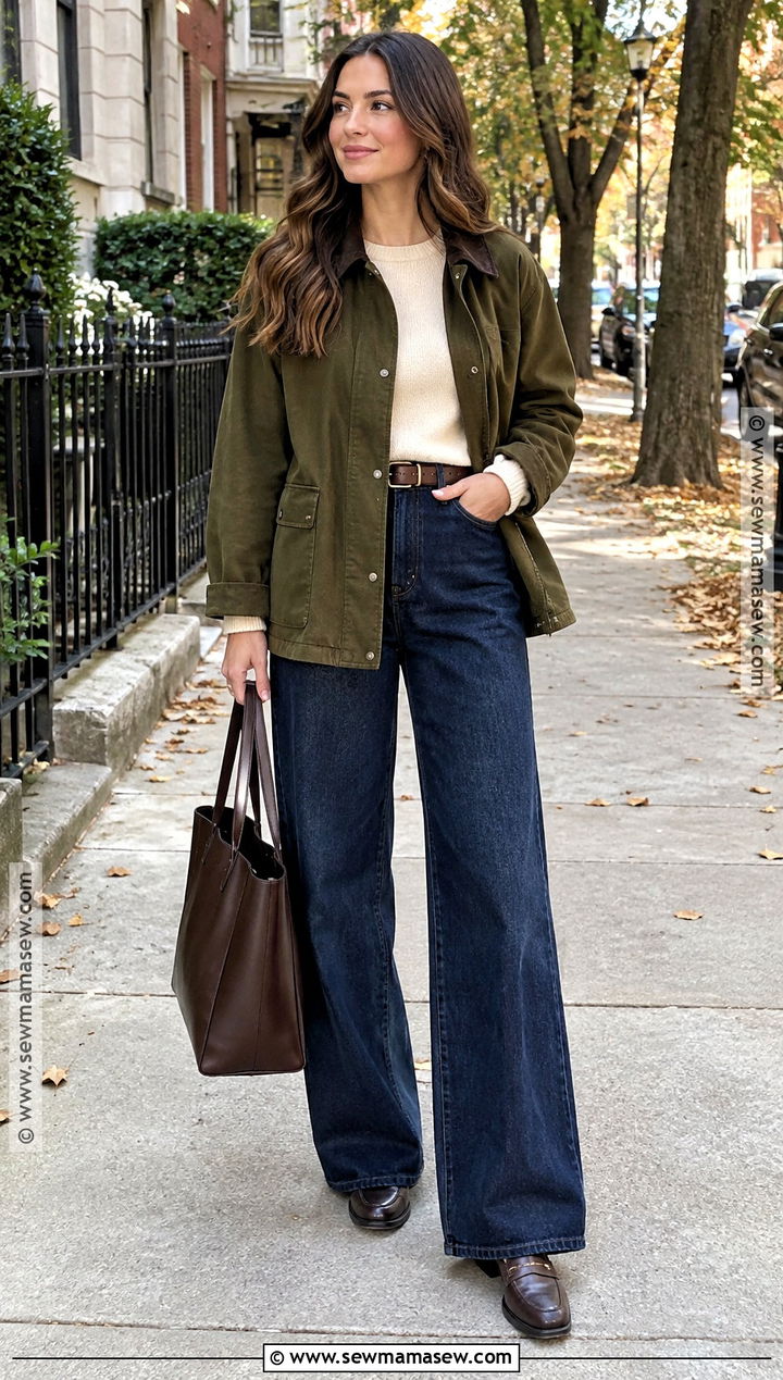 Barn Jacket And Wide Leg Jeans Fall Outfit - 15 fall 2026 outfit ideas