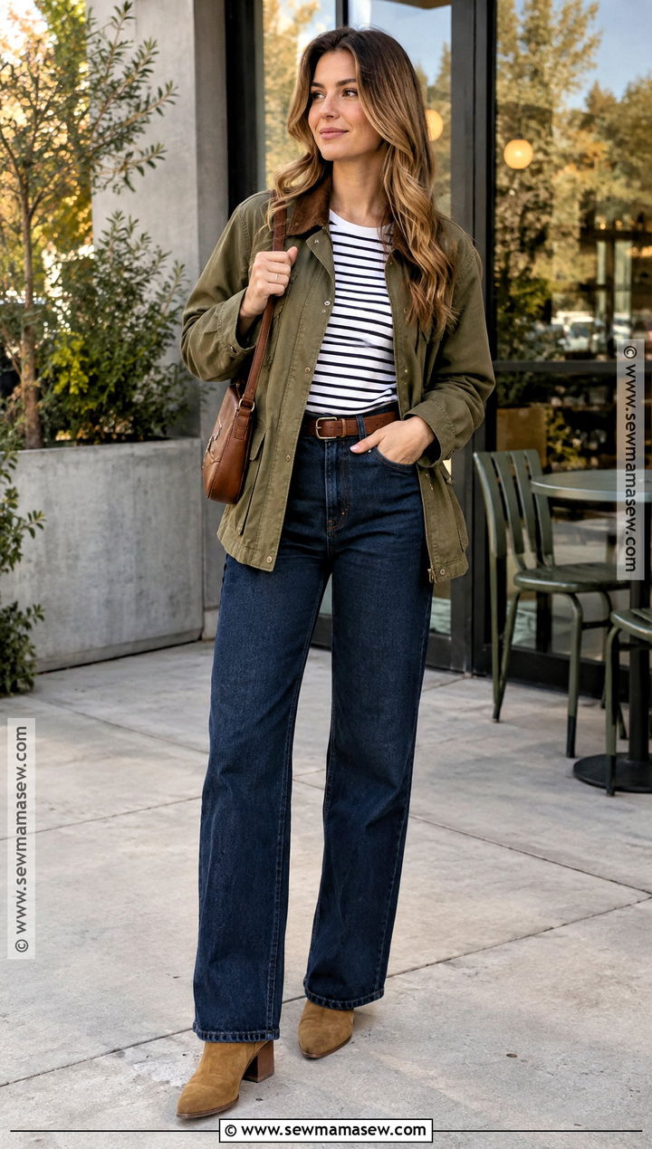 Barn Jacket And Wide Leg Jeans Fall Outfit - 15 fall weather clothes