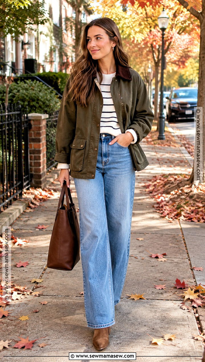 Barn Jacket And Wide Leg Jeans Fall Outfit - 15 Modern Fall Outfits for Women