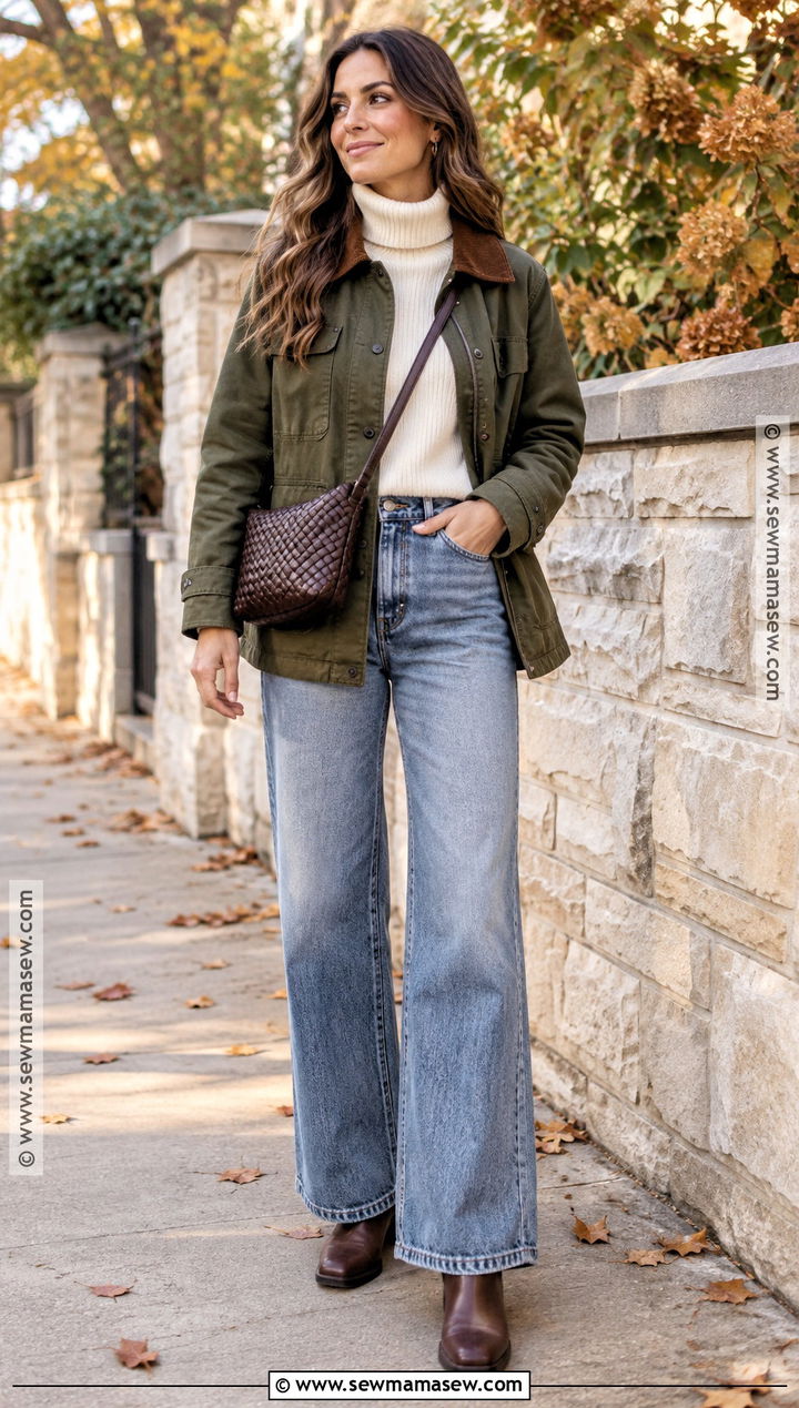Barn Jacket And Wide Leg Jeans Fall Outfit - 20 Autumn Fashion Women Fall Outfits 2026
