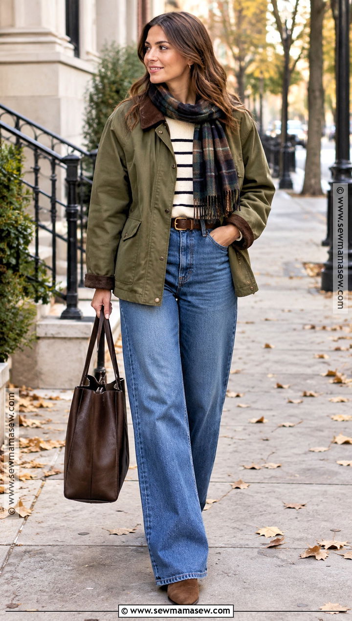 Barn Jacket And Wide Leg Jeans Fall Street Style Outfit - 15 fall 24 street style ideas
