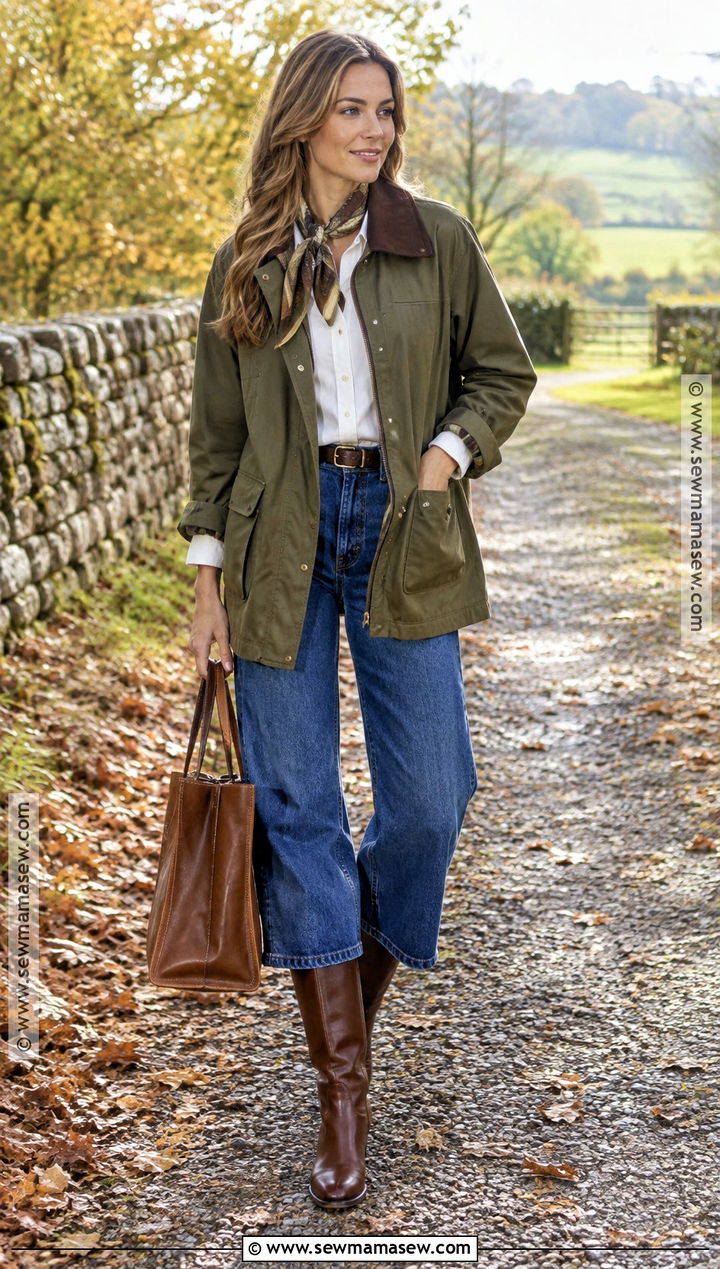 Barn Jacket Autumn Outfit With Wide Leg Jeans - 20 autumn clothes for women