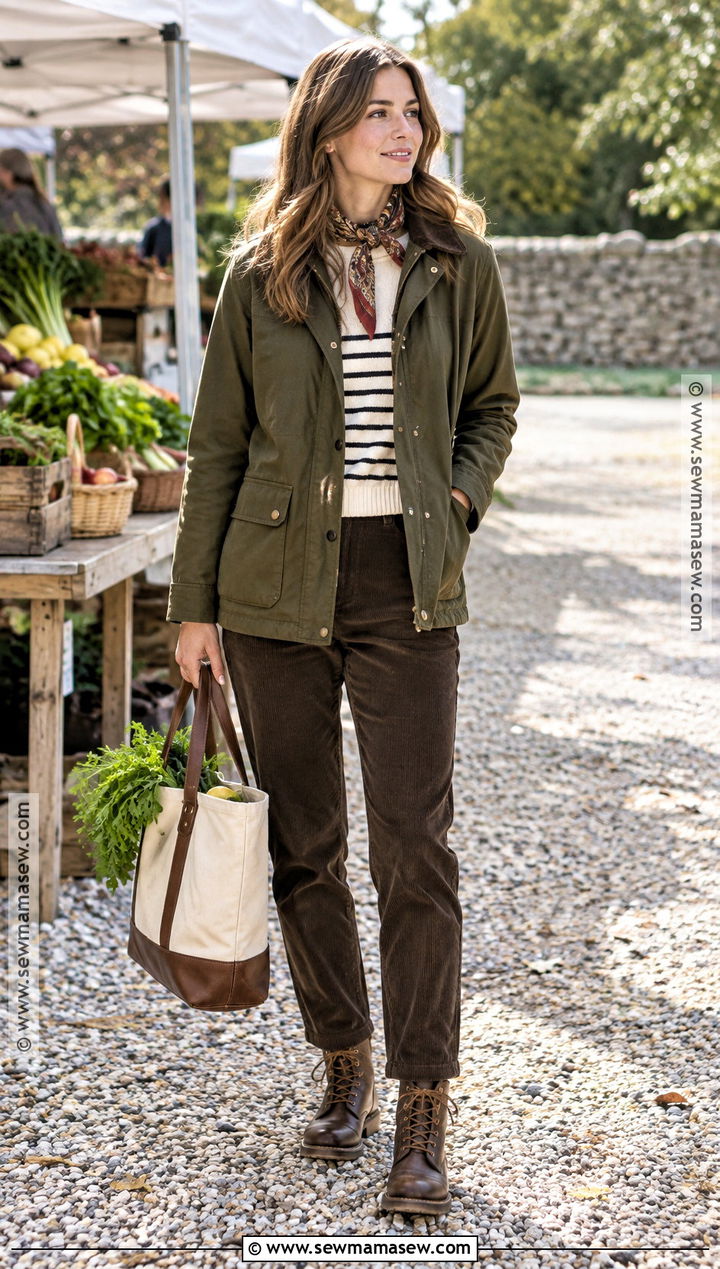 Barn Jacket Fall Outfit With Corduroy Pants - 25 Fall Outfits Women Aesthetic