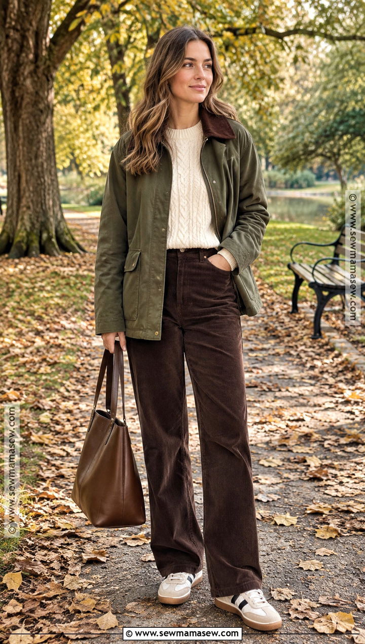 Barn Jacket Fall Outfit With Corduroy Pants - 20 uk fall outfits