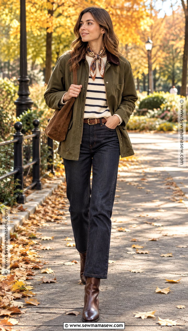 Barn Jacket Fall Outfit With Dark Denim - 20 chic outfits fall